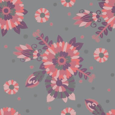 Kusursuz desen. Çiçek süslemeli bir arka plan. Moda tasarımı, ambalajlama, paketleme ve yapıştırma kitabı için Raster illüstrasyonu. Kağıt ya da kumaşa yazdırma.
