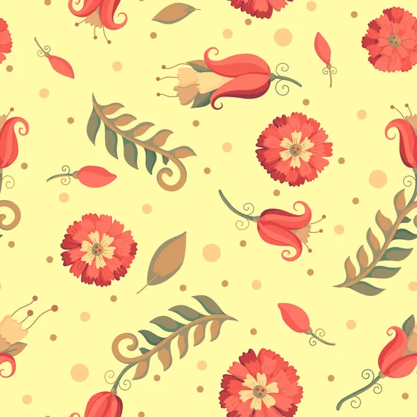 Безшовні Візерунки Рожеві Квіти Жовтому Тлі Фон Квітковим Орнаментом Растрова — стокове фото
