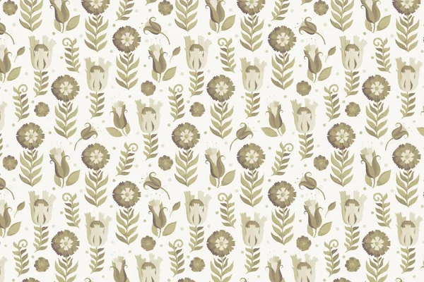 Çiçek süslemeli tek renkli retro arka plan. Kartpostal, ambalaj, ambalaj veya yapıştırma kitabı tasarımı için Raster illüstrasyonu.