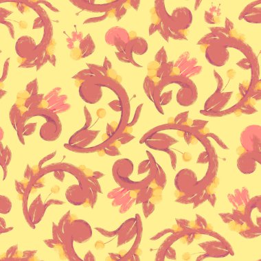 Pembe çiçekli kusursuz desen. Paket tasarımı, ambalaj kağıdı, duvar kağıdı, kartpostal için vektör çizimi. Kumaş ya da kağıda yazdırma.