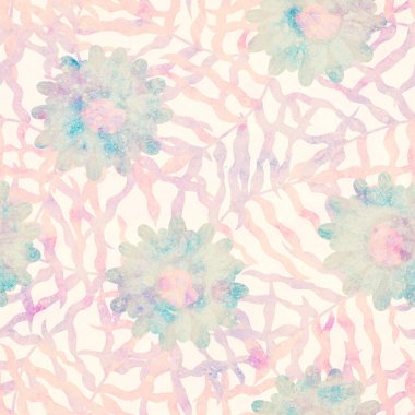 Kusursuz desen. Çiçek süsü. Geçmişi. Raster illüstrasyonu. İç mimari ve giysi tasarımı. Kağıt ya da kumaşa yazdırma.