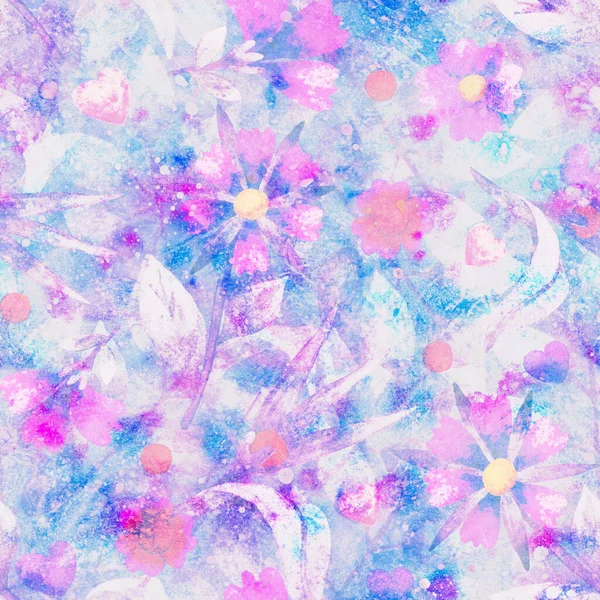 シームレスなパターン明るい花の装飾 紙に印刷するための背景 スクラップブッキング ポストカード パッケージ ラッパー — ストック写真