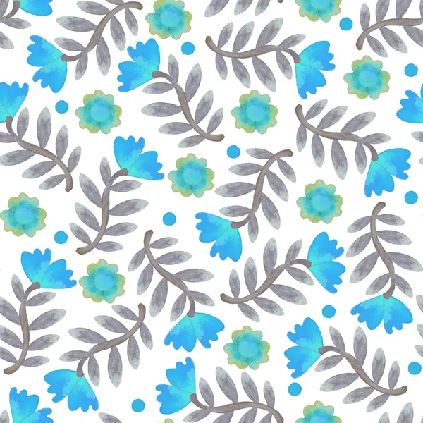 Seamless Pattern Floral Ornament Raster Illustration Design Printing Paper Fabric — стоковое фото