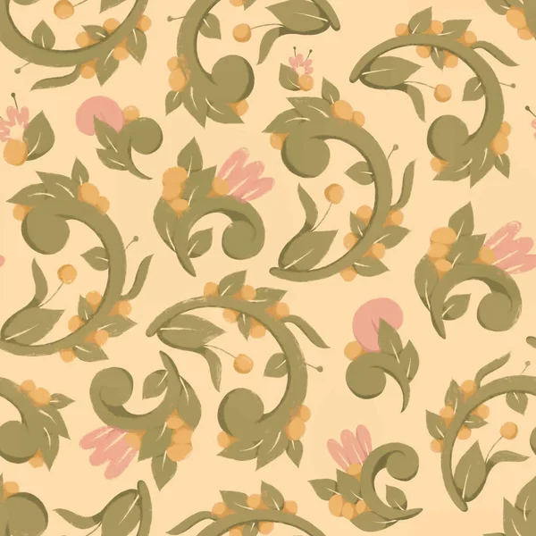 Seamless Pattern Floral Ornament Raster Illustration Design Printing Paper Fabric — Photo