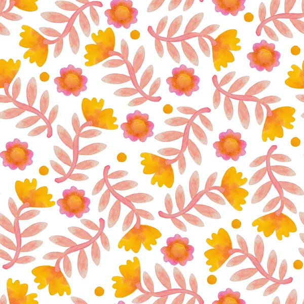Seamless Pattern Floral Ornament Background Raster Illustration Interior Clothing Design — Zdjęcie stockowe