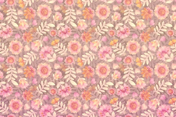 Растрова Ілюстрація Квітковий Орнамент Акварельний Фон Рожевими Квітами — стокове фото