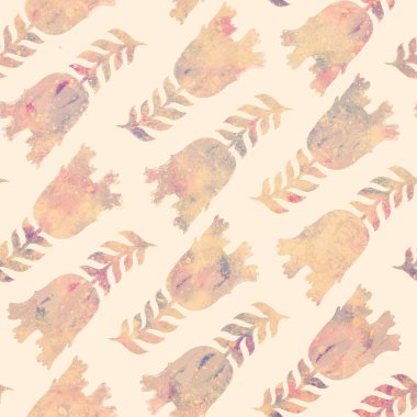 Kusursuz desen. Çiçek süsü. Raster illüstrasyonu. Tasarım için çiçekli hafif grunge arkaplanı. Kumaş ya da kağıda yazdırma.