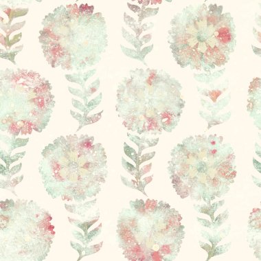 Kusursuz desen. Çiçek süsü. Raster illüstrasyonu. Tasarım için çiçekli Grunge arkaplanı. Kumaş ya da kağıda yazdırma.