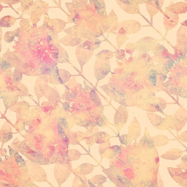 Seamless Pattern Floral Ornament Raster Illustration Grunge Retro Background Flowers — Foto de Stock