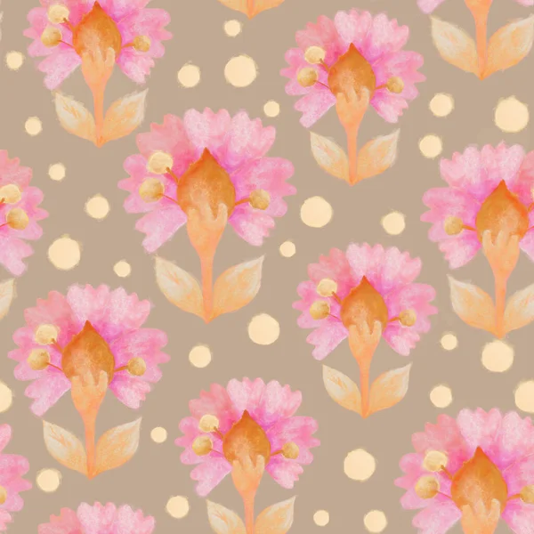 Kusursuz desen. Raster illüstrasyonu. Çiçek süslemeli bir arka plan. Suluboya çiçekler. Kart tasarımı, davetiye, ambalaj, paketleme ve yapıştırma kitabı için. Kumaş ve kağıda yazdırma.