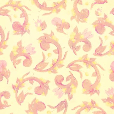 Kusursuz desen. Raster illüstrasyonu. Çiçek süslemeli bir arka plan. Kumaş ya da kağıt üzerine tasarım ve baskı için resim. Paketleme, paketleme, yapıştırma kitabı.