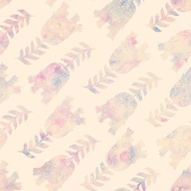 Kusursuz desen. Raster illüstrasyonu. Çiçekli süslemeli suluboya arka plan. Tasarım için resim, kumaş ya da kağıt üzerine baskı. Moda..