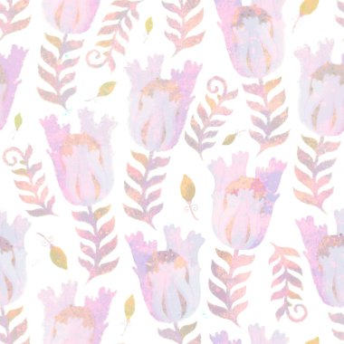 Kusursuz desen. Raster illüstrasyonu. Çiçekli süslemeli suluboya arka plan. Tasarım için resim, kumaş ya da kağıt üzerine baskı. Moda..