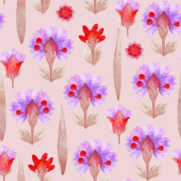 Seamless Pattern Raster Illustration Watercolor Background Floral Ornament Image Design — Stockfoto