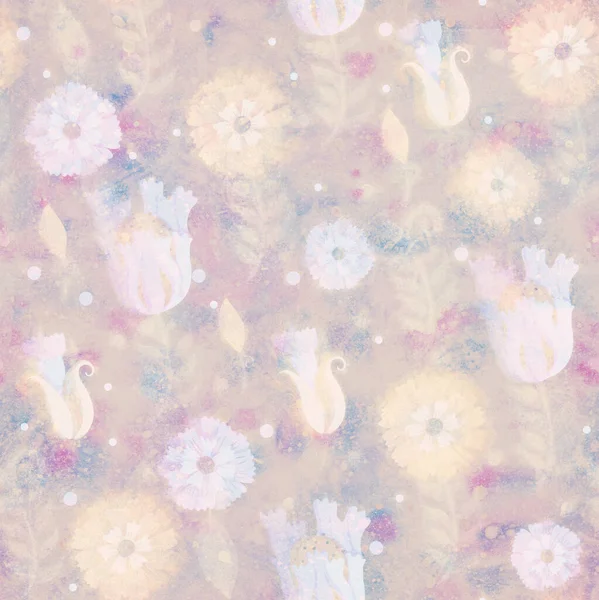 Nahtloses Muster Raster Illustration Aquarell Hintergrund Mit Floralem Ornament Image — Stockfoto