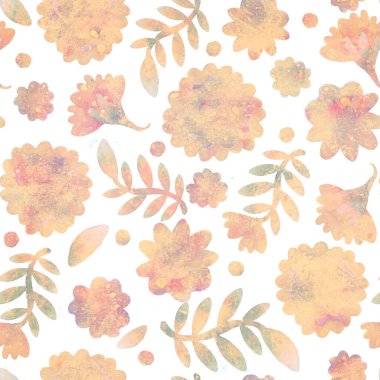 Kusursuz desen. Raster illüstrasyonu. Tasarım için çiçek süsü olan bir arka plan. Suluboya deseni. Kağıt ya da kumaş üzerine baskı. Kartpostal, ambalaj, paketleme ya da hatıra defteri tasarımı. Moda..