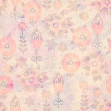 Kusursuz desen. Raster illüstrasyonu. Tasarım için çiçek süsü olan bir arka plan. Suluboya deseni. Kağıt ya da kumaş üzerine baskı. Kartpostal, ambalaj, paketleme ya da hatıra defteri tasarımı. Moda..