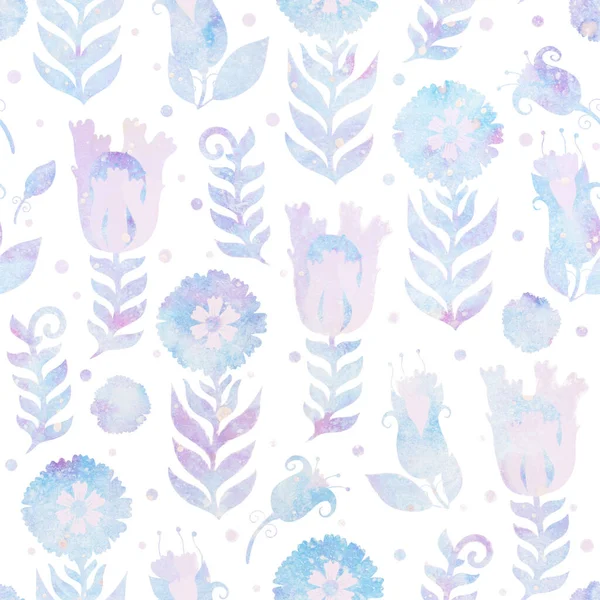 Kusursuz desen. Raster illüstrasyonu. Tasarım için çiçek süsü olan bir arka plan. Suluboya deseni. Kağıt ya da kumaş üzerine baskı. Kartpostal, ambalaj, paketleme ya da hatıra defteri tasarımı. Moda..
