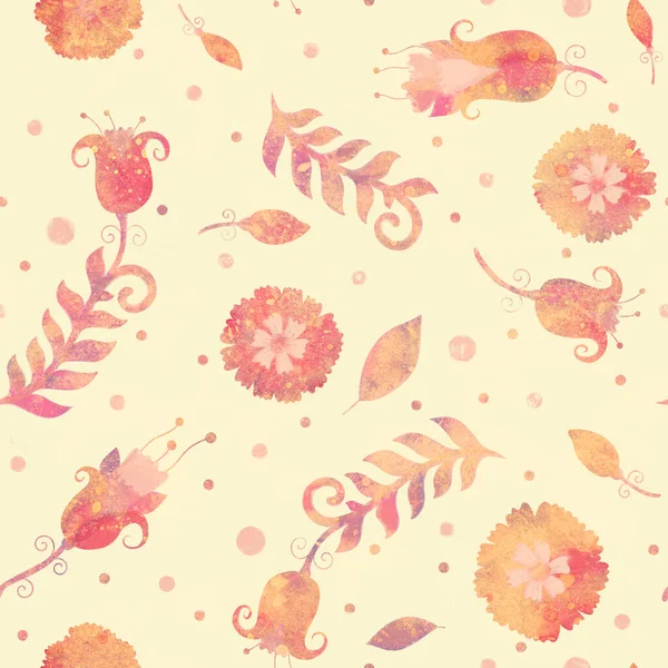 Seamless Pattern Raster Illustration Background Floral Ornament Design Watercolor Pattern — Photo