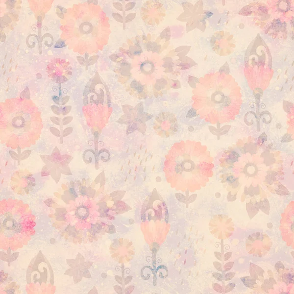 Seamless Pattern Raster Illustration Background Floral Ornament Design Watercolor Pattern — 스톡 사진