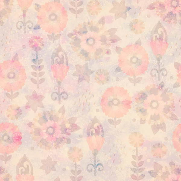 Seamless pattern. Raster illustration. Background with floral ornament for design. Watercolor pattern. Printing on paper or fabric. Design for postcard, wrapper, packaging or scrapbooking. Fashion.