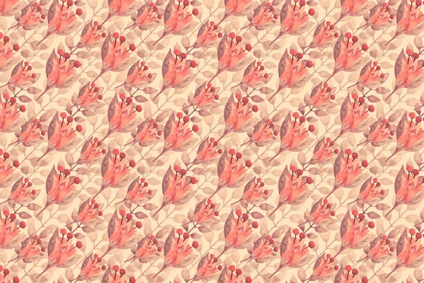 Raster illüstrasyonu. Tasarım için çiçek süsü olan bir arka plan. Suluboya deseni. Kağıt ya da kumaş üzerine baskı. Kartpostal, ambalaj, ambalaj ya da yapıştırma kitabı tasarımı.