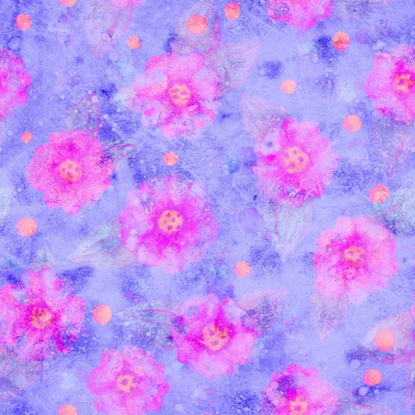 Kusursuz desen. Çiçek süslemeli bir arka plan. Kumaş ya da kağıt üzerine tasarım ve baskı için Raster illüstrasyon. Moda. Kartpostal, ambalaj, paketleme veya yapıştırma kitabı tasarımı.