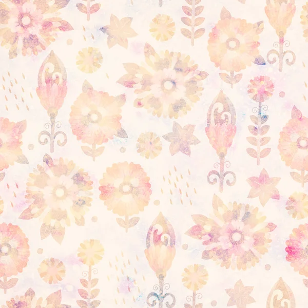 Nahtloses Muster Heller Hintergrund Mit Floralen Ornamenten Raster Illustration Für — Stockfoto