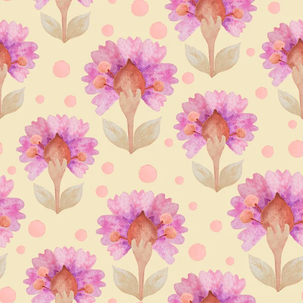 Seamless Pattern Background Floral Ornament Raster Illustration Wrapper Packaging Postcard — Stok fotoğraf
