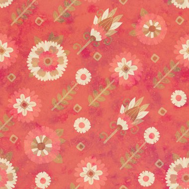 Kusursuz desen. Suluboya arka plan. Tasarım için Raster illüstrasyon, kumaş ve kağıt üzerine baskı. Koleksiyon defteri, ambalaj, ambalaj ya da kartpostal.