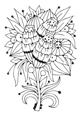 Renkler için vektör çiçek arkaplanı. Sanat çizgisi. Sanat terapisi. Çocuklar ve yetişkinler için boyama sayfası.