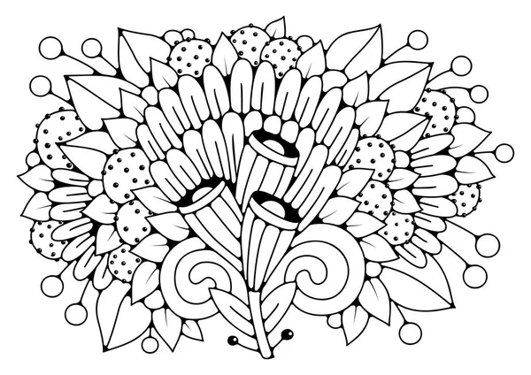 Desenho Para Colorir Terapia Artística Artline Buquê Flores Para Colorir —  Vetores de Stock