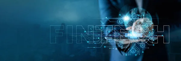 Fintech Financial Technology Businessman Using Financial Technology Smartphone Global Network — Stockfoto