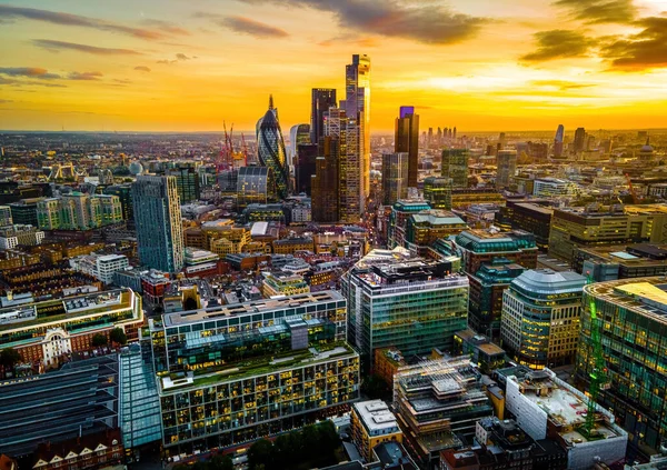 Вид Повітря Лондонське Сіті Історичний Фінансовий Район Розміщені Фондова Біржа — стокове фото