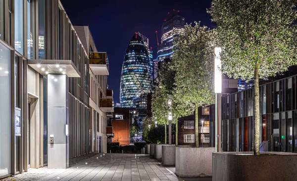 Uitzicht Londen Wolkenkrabbers Nacht Engeland Verenigd Koninkrijk — Stockfoto