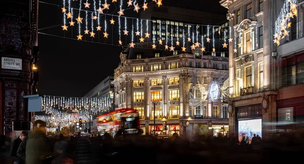 Драматичний Вид Оксфордську Вулицю Лондоні Різдво Велика Британія — стокове фото