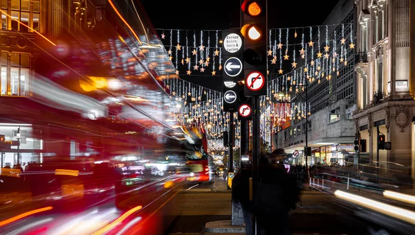 Dramatic View Oxford Street London Christmas Time — Stock Photo, Image