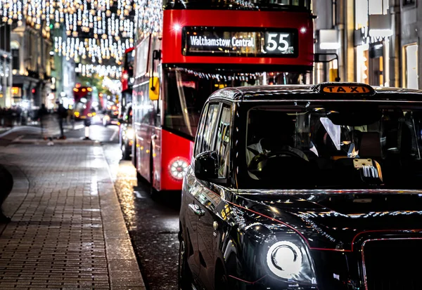 Pemandangan Dramatis Dari Jalan Oxford London Pada Saat Natal Inggris — Stok Foto