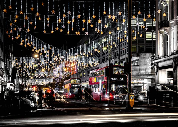 Dramatischer Blick Auf Die Oxford Street London Zur Weihnachtszeit Großbritannien — Stockfoto