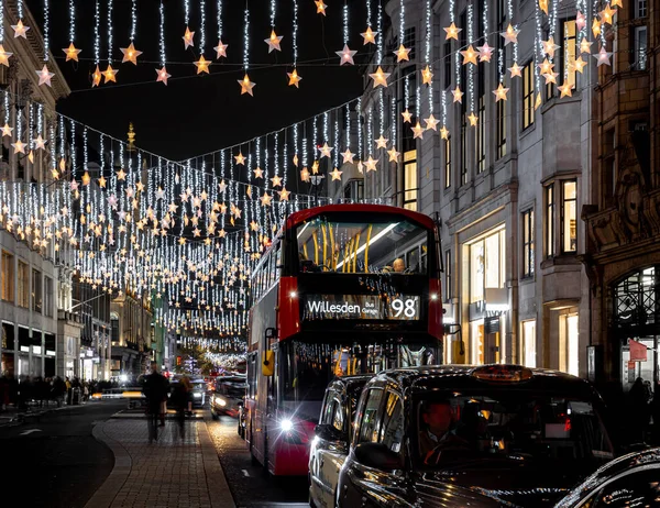Драматический Вид Улицу Оксфорд Лондоне Рождество Великобритания — стоковое фото
