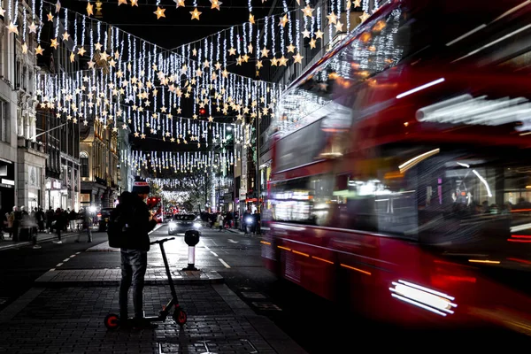 Vedere Dramatică Străzii Oxford Din Londra Timpul Crăciunului Marea Britanie — Fotografie, imagine de stoc