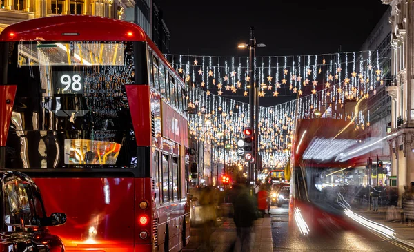 Vedere Dramatică Străzii Oxford Din Londra Timpul Crăciunului Marea Britanie — Fotografie, imagine de stoc