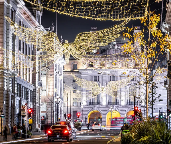 Vista Navidad Del Circo Picadilly Sus Alrededores Londres Reino Unido — Foto de Stock