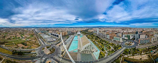 Vista Aérea Cidade Artes Ciências Complexo Cultural Arquitetônico Cidade Valência — Fotografia de Stock