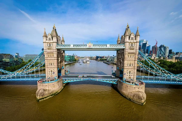Letecký Pohled Tower Bridge Slavný Visutý Most Londýně Anglie — Stock fotografie
