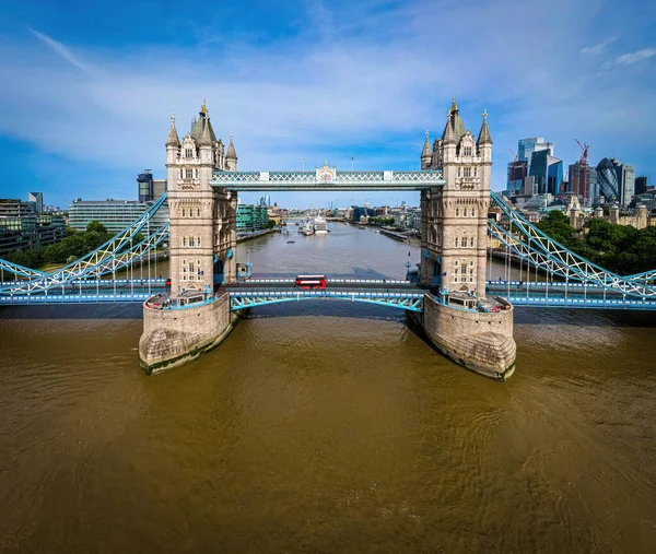 Tower Bridge Havadan Görünüşü Londra Ngiltere Ünlü Bir Asma Köprü — Stok fotoğraf