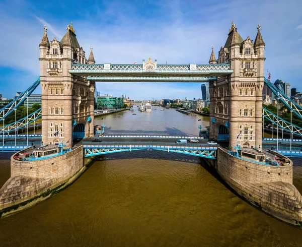 Letecký Pohled Tower Bridge Slavný Visutý Most Londýně Anglie — Stock fotografie