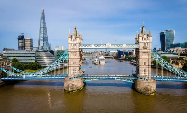 Die Luftaufnahme Der Tower Bridge Einer Berühmten Hängebrücke London England — Stockfoto