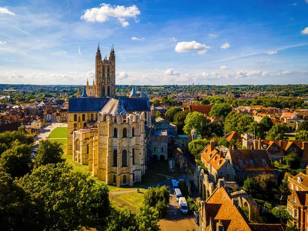 Flygfoto Över Canterbuty Katedralen Stad Sydöstra England Var Pilgrimsfärd Plats — Stockfoto