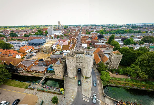 Aerial View Canterbuty Cathedral City Southeast England Pilgrimage Site Middle — Stock Photo, Image